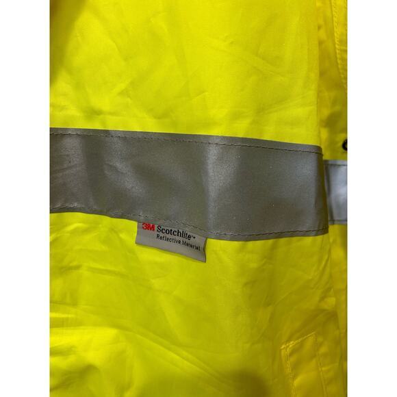 ANSI Class E Rain Jacket Yellow Collapsible Hood Scotchlite Reflective 107-2015‎ - Picture 2 of 7